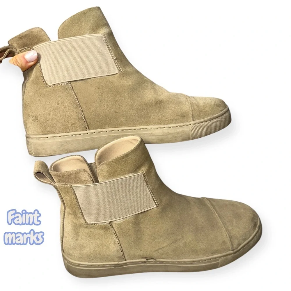 Hip And Bone Men’s LEATHER Suede stretch slip on Chelsea Boots Sand tan M 8 / 41